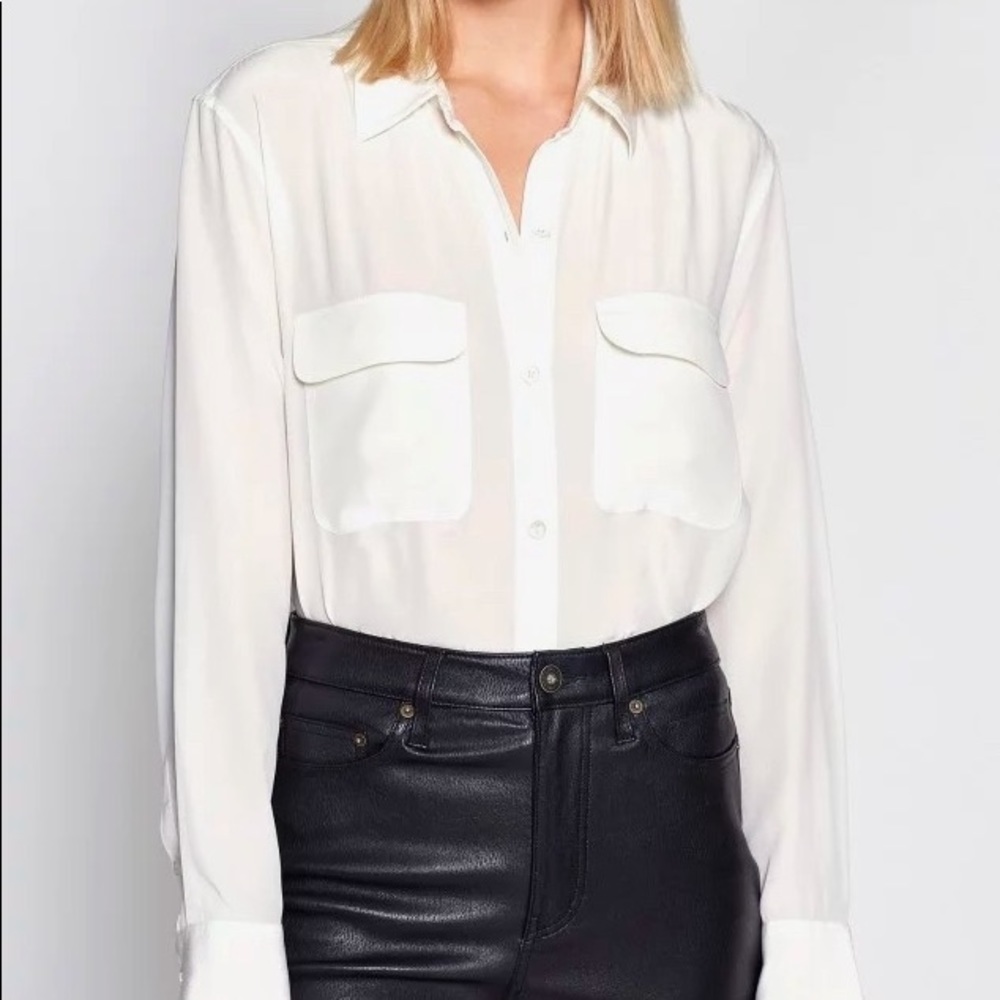 Equipment Femme Sheer White Blouse